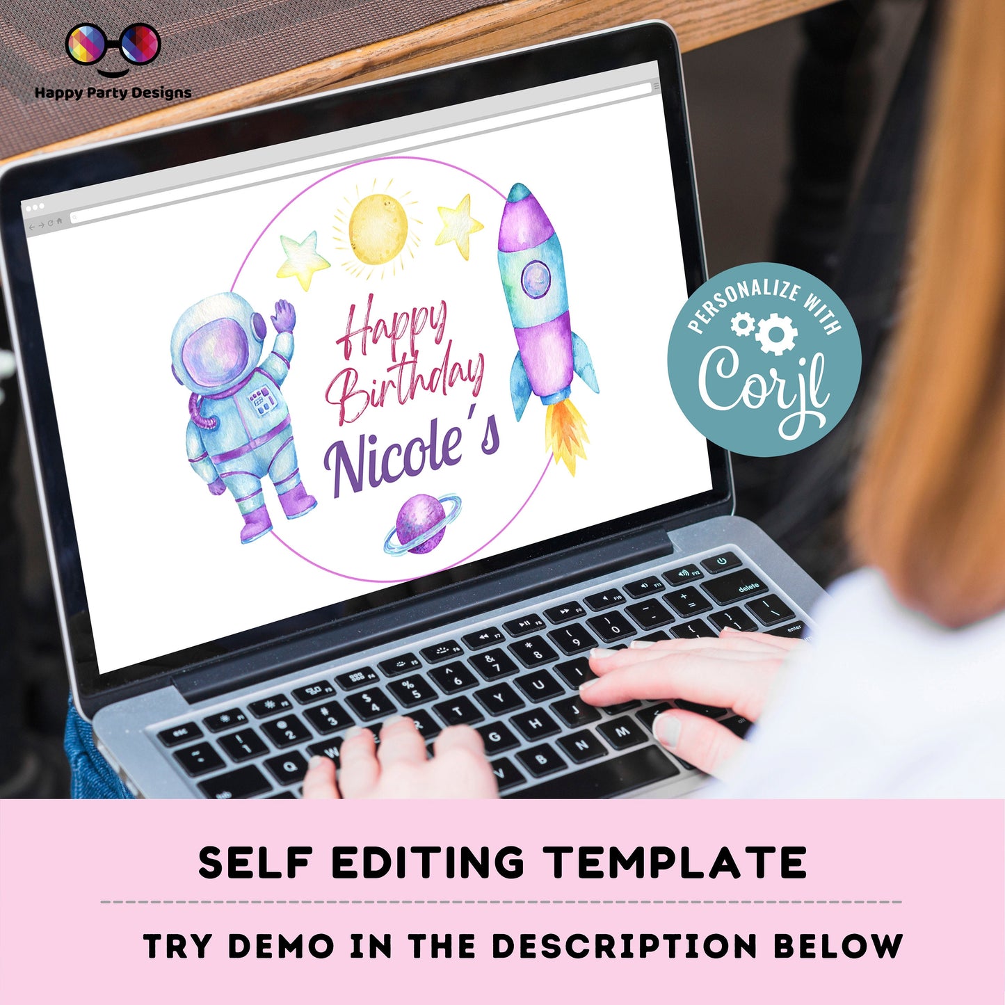 Editable First Trip Around the Sun Party Cake Topper |  Outer Space Party  Birthday Party Cake Topper Astronaut Cake Topper Centerpiece #K57