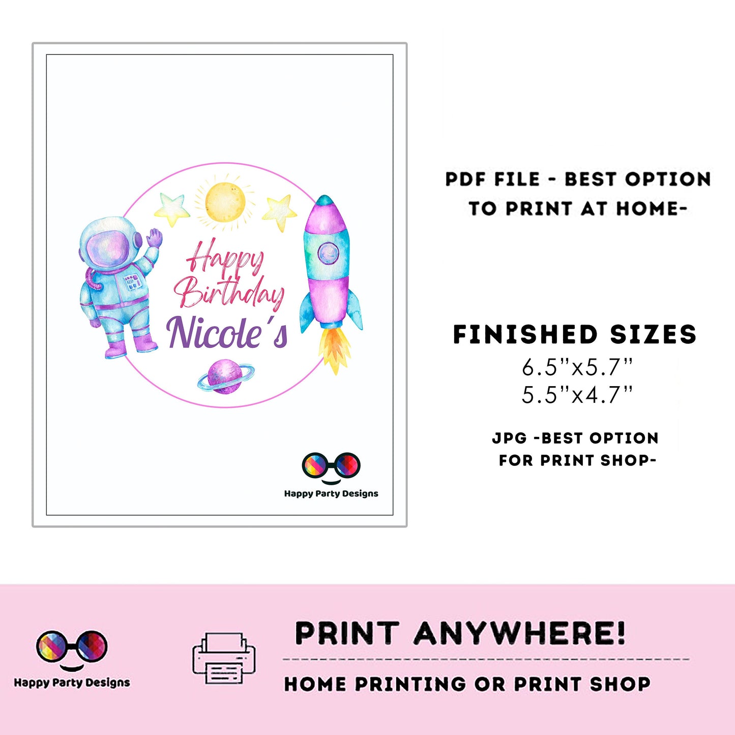 Editable First Trip Around the Sun Party Cake Topper |  Outer Space Party  Birthday Party Cake Topper Astronaut Cake Topper Centerpiece #K57