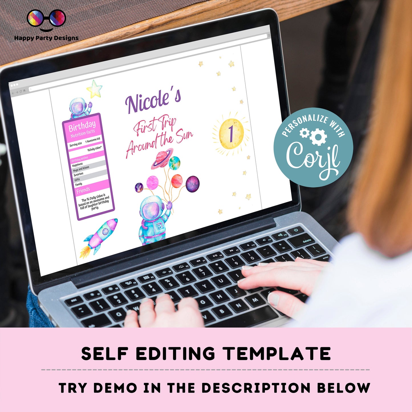 Editable First Trip Around the Sun Party Chip Bag | Digital Outer Space Party printable Chip Bag Party Snack | Astronaut Personalized #K57