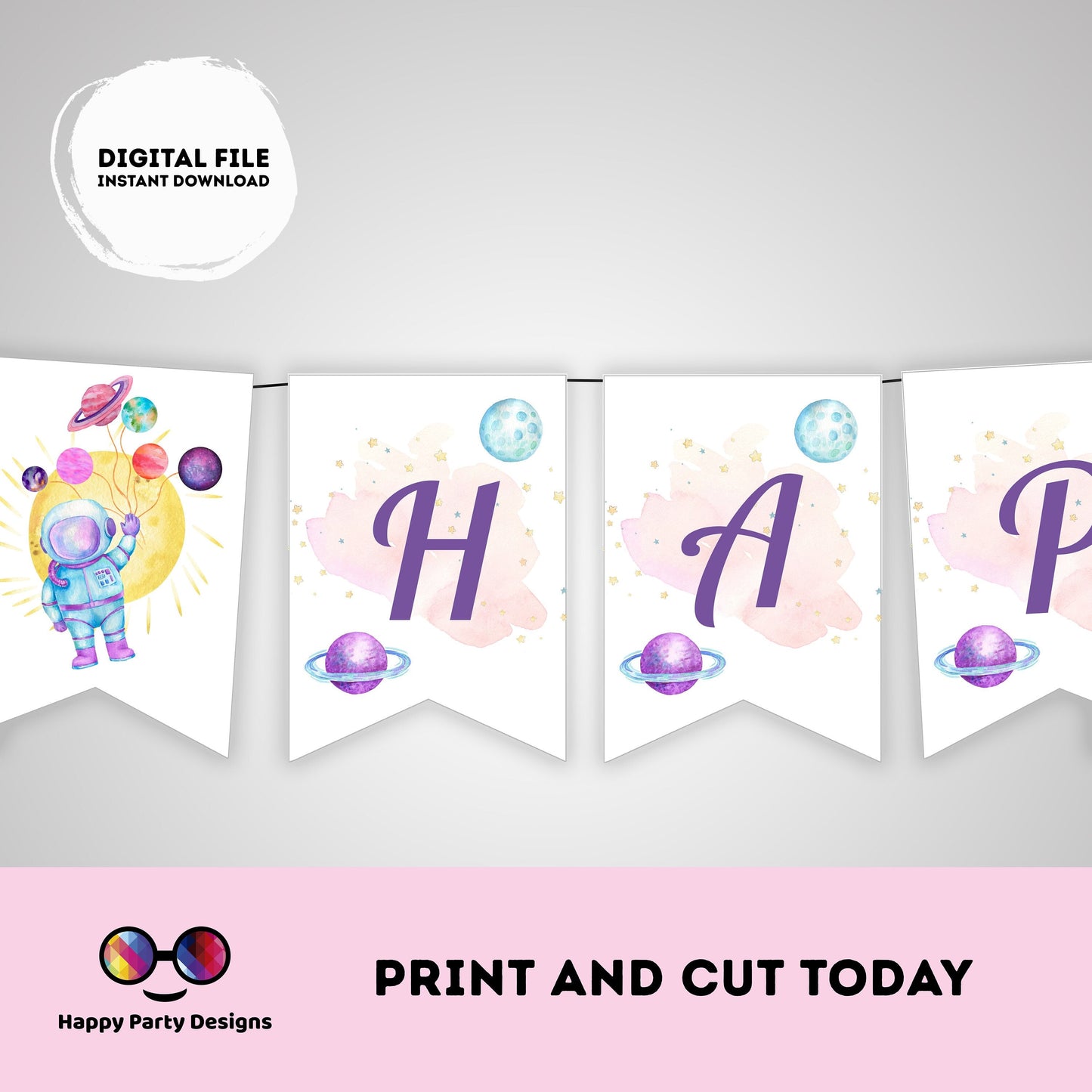 Happy Birthday First Trip Around the Sun Party Banner | Outer Space Party | Birthday banner | Astronaut birthday party | birthday | #K57