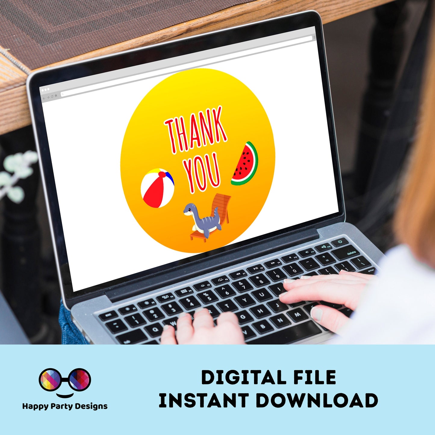 Dinosaur Pool Party Thank you tag | Digital Dinosaur Pool party printable thank you tag | Birthday boy | Dinosaur  party Thank You tag #K83