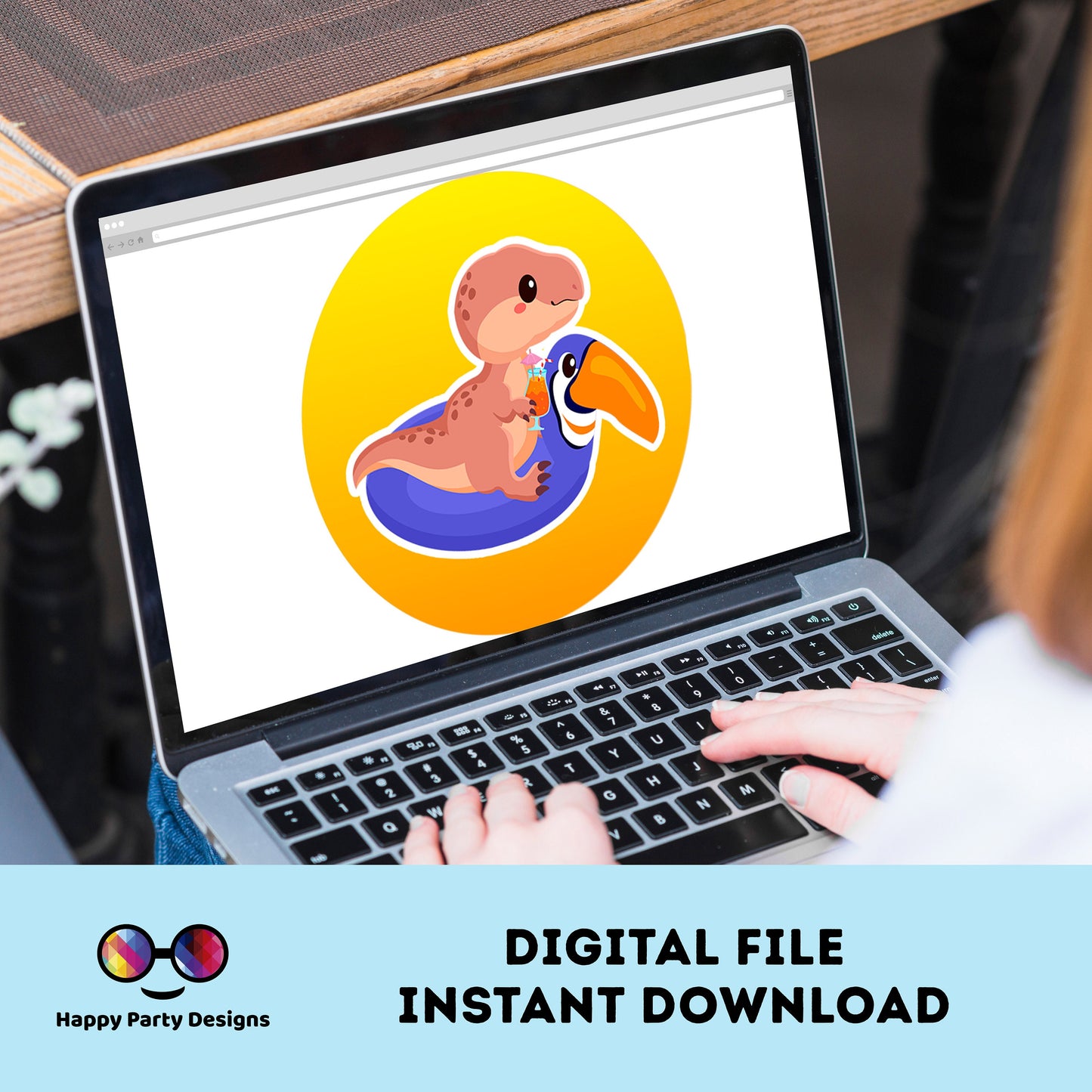 Dino Pool Party Round cupcake toppers | Dinosaur birthday | Dino Birthday Party | Dinosaur themed | Boy Birthday Party | stickers #K83