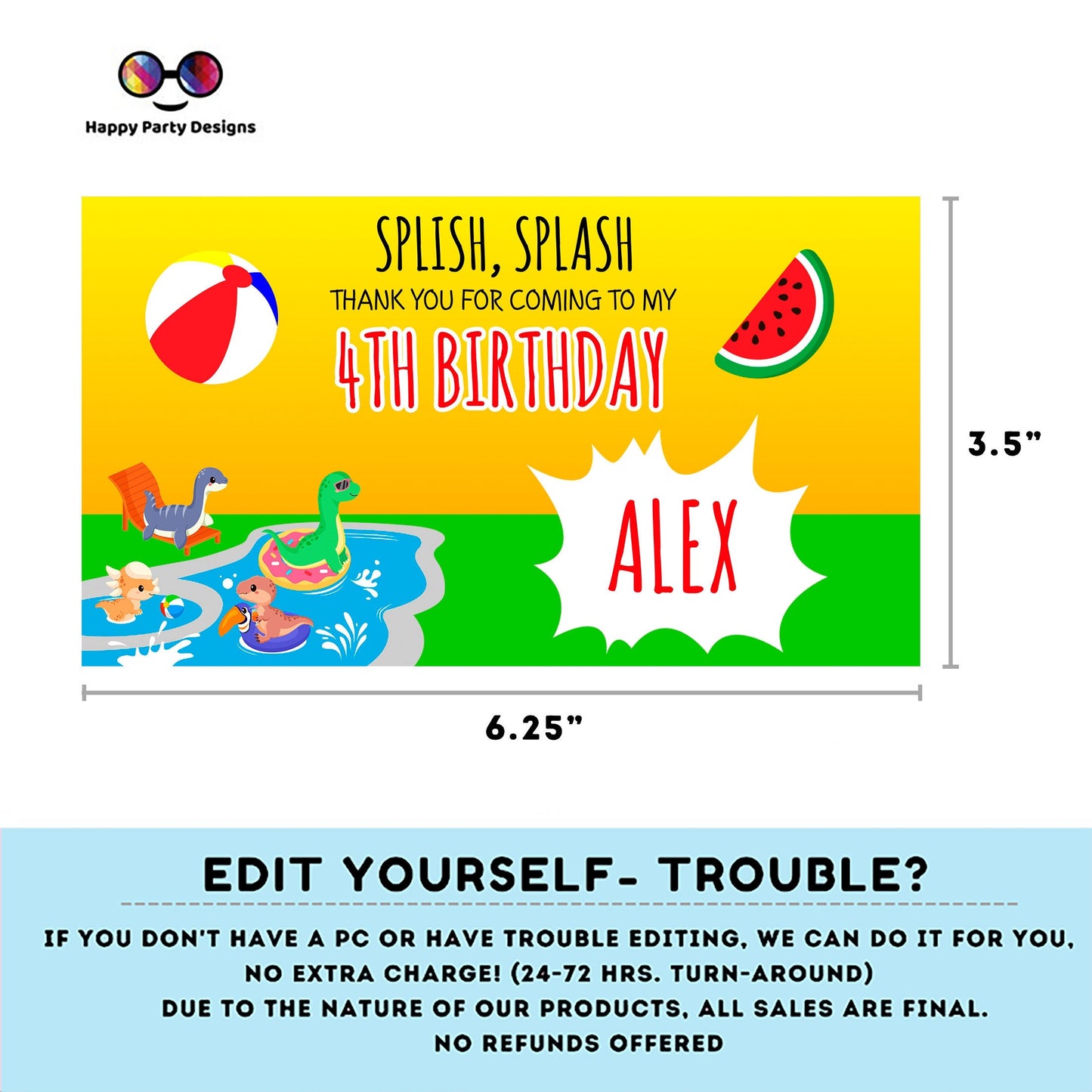 Editable Dinosaur Pool Party Birthday Box label | Dinosaur   party | favor box | Dinosaur  birthday party | Box to print | Dino favors #K83