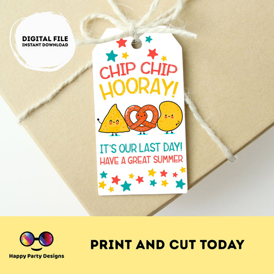 Instant download Last Day of School Snack Tag | Classroom Treat Tag | Chip Bag Tag End of School Year | Gift Tag Summer PTO PTA Card | #SCH1
