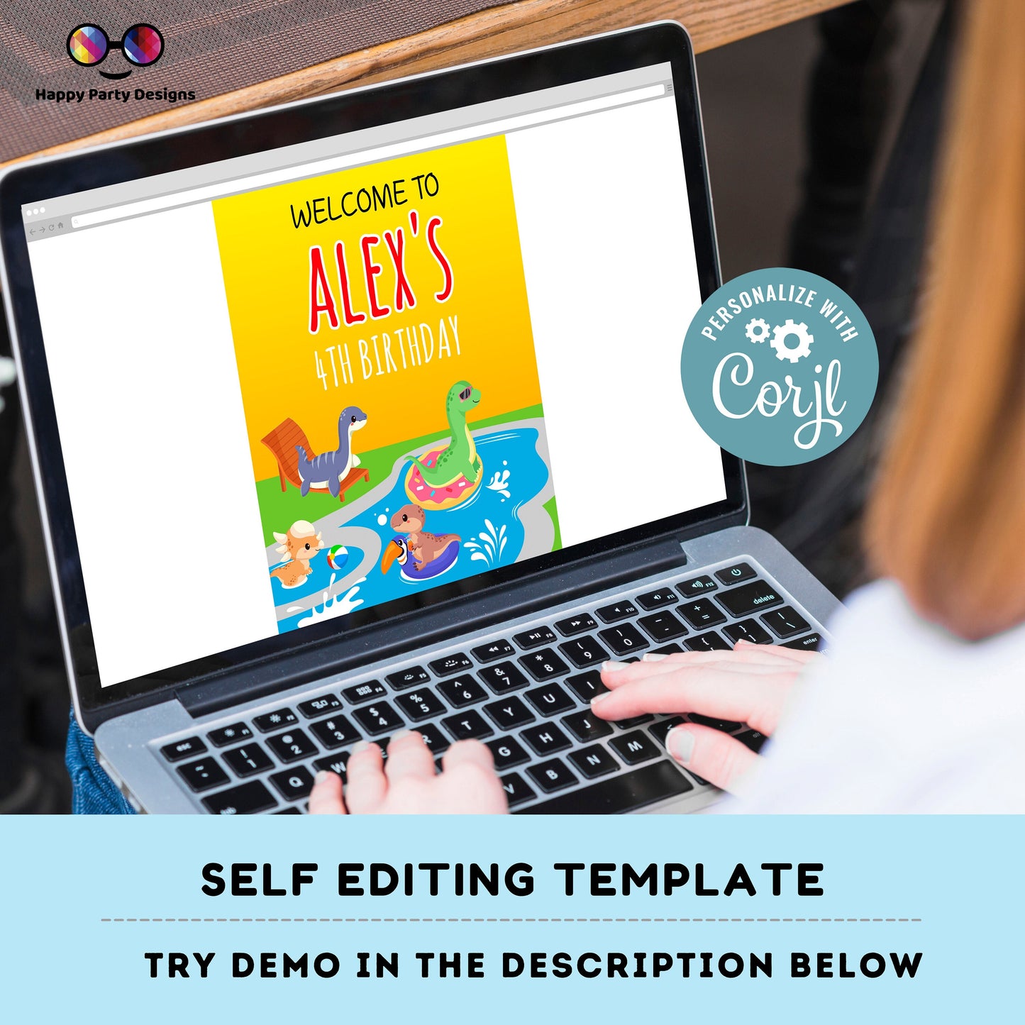 Editable Dinosaur Pool Party Welcome Sign | Dinosaur birthday | Girl | Boy | Dinosaur Welcome Sign | Dinosaur pool party  Decor  #K83