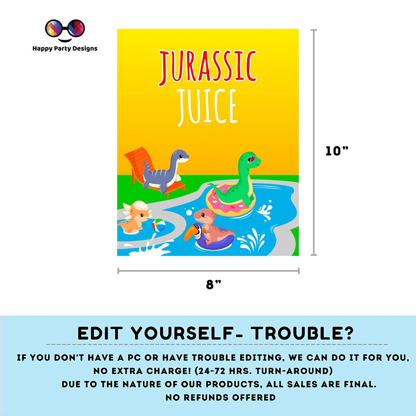 Editable Dinosaur Pool Party Signs (3)  | Dinosaur birthday | Girl | Boy | Dinosaur buffet Sign Sign | Dinosaur pool party Sign #K83