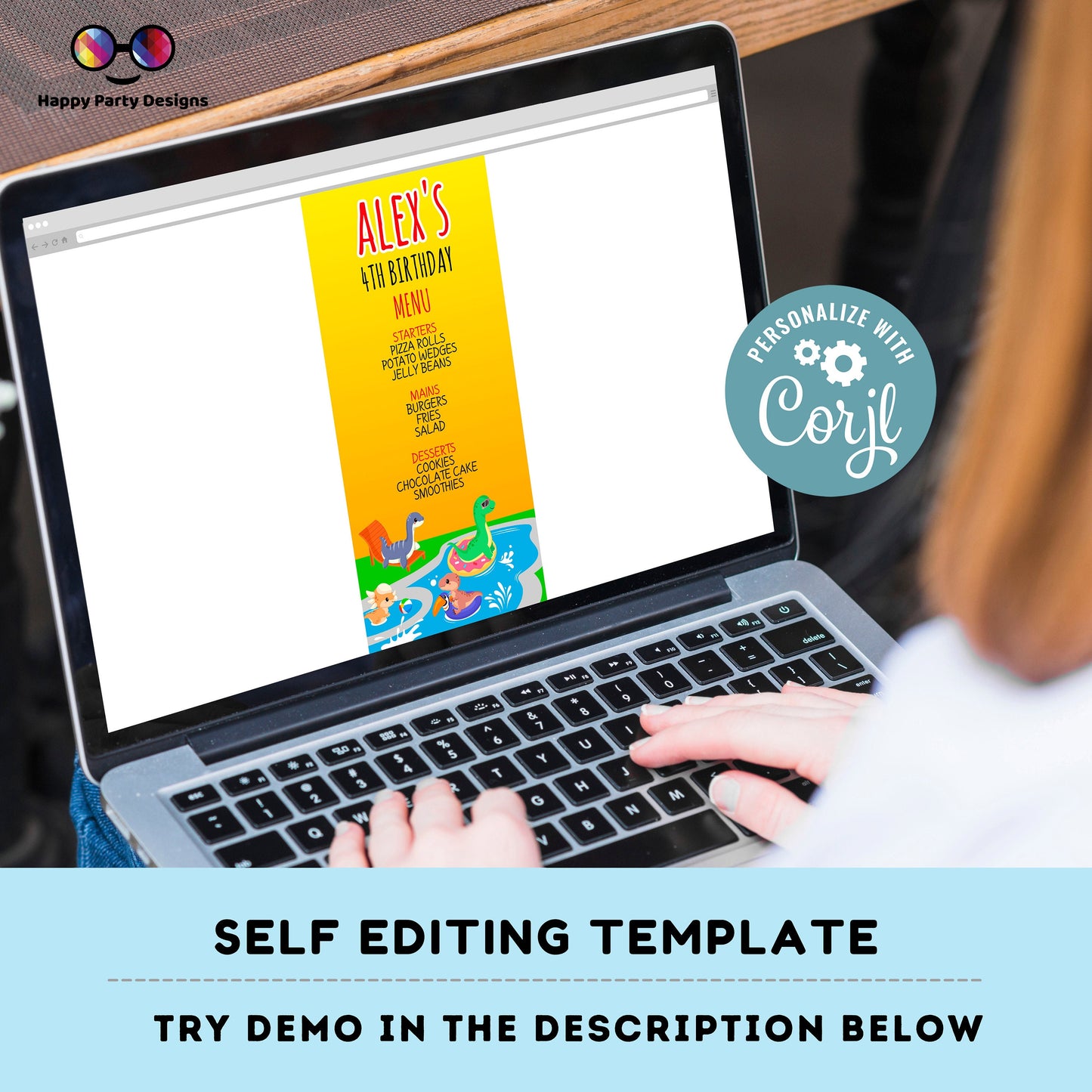 Editable Dinosaur Pool Party Menu | Digital Dinosaur Pool Party printable menu  | Birthday boy | Dinosaur menu | Personalize Online #K83