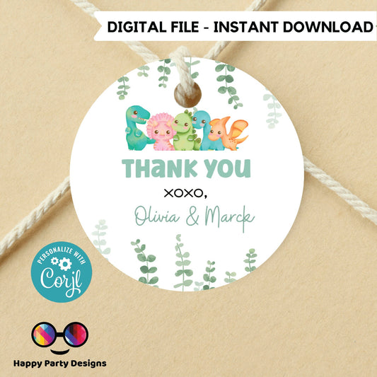 Editable Dinosaur baby shower Favor Tags | dino shower Thank you tags | Baby shower Gift Tags | thank you tag Template | gift tag #B15