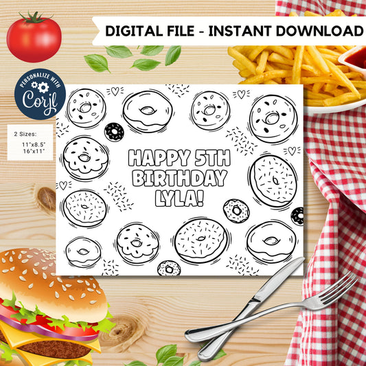 Editable Donuts coloring page | Donuts coloring page | Any Age | Cute Donut party | Donut Miss the Party - PArty  Activity #K34