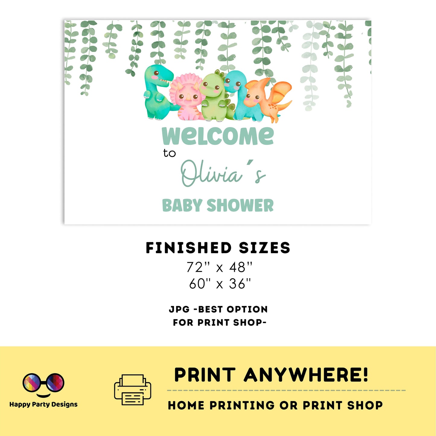 Editable dino baby shower Backdrop Banner  | Digital dino shower printable Backdrop Banner | Baby Boy | dinosaur baby shower #B15