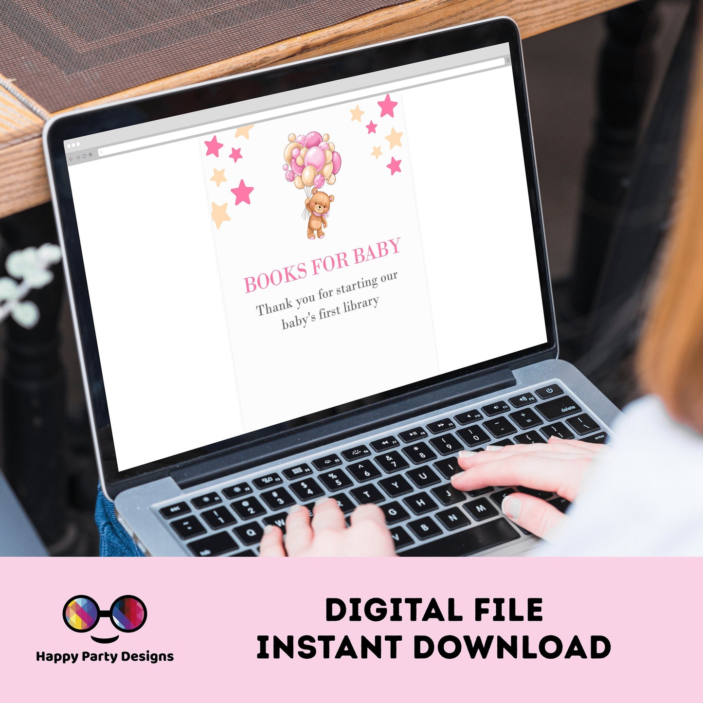 Teddy bear Books for baby Sign | Instant download | book request | baby girl | baby shower Sign | bear and balloons baby shower #B21