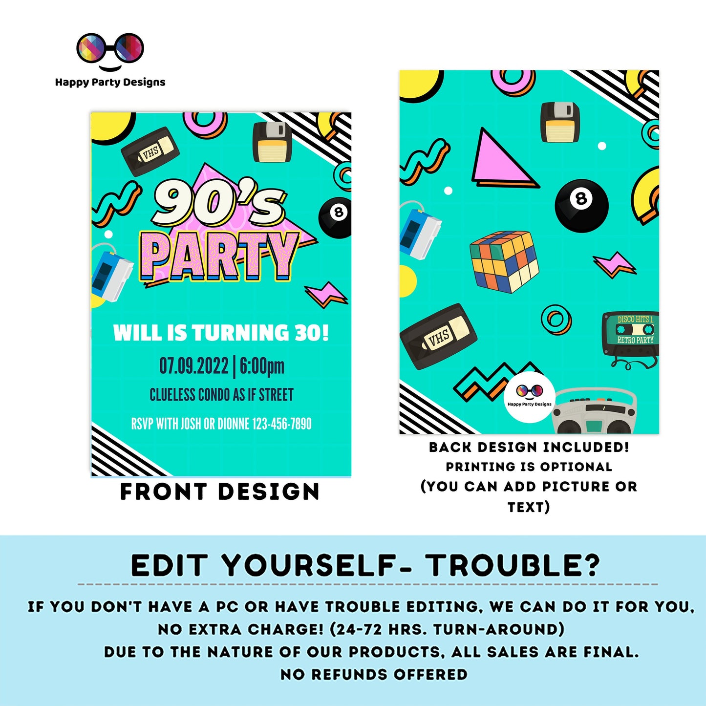 Editable 90s Birthday Invitation | Retro Invitation | 90s Kid Birthday invitations | Nostalgia Birthday Invitation | Nostalgia Party #A1