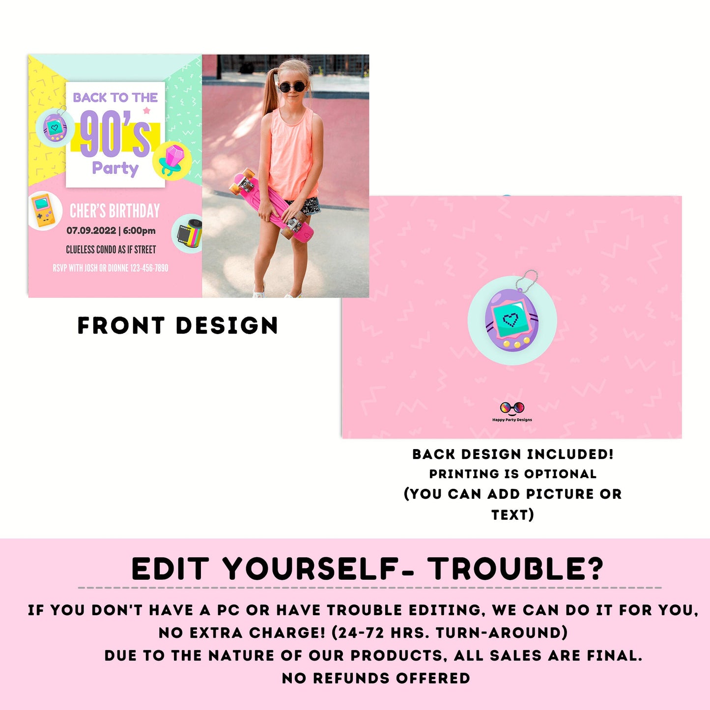 Editable 90s Birthday Invitation with picture | Retro Invitation | 90s invitations | Nostalgia Birthday Invitation | Nostalgia Party