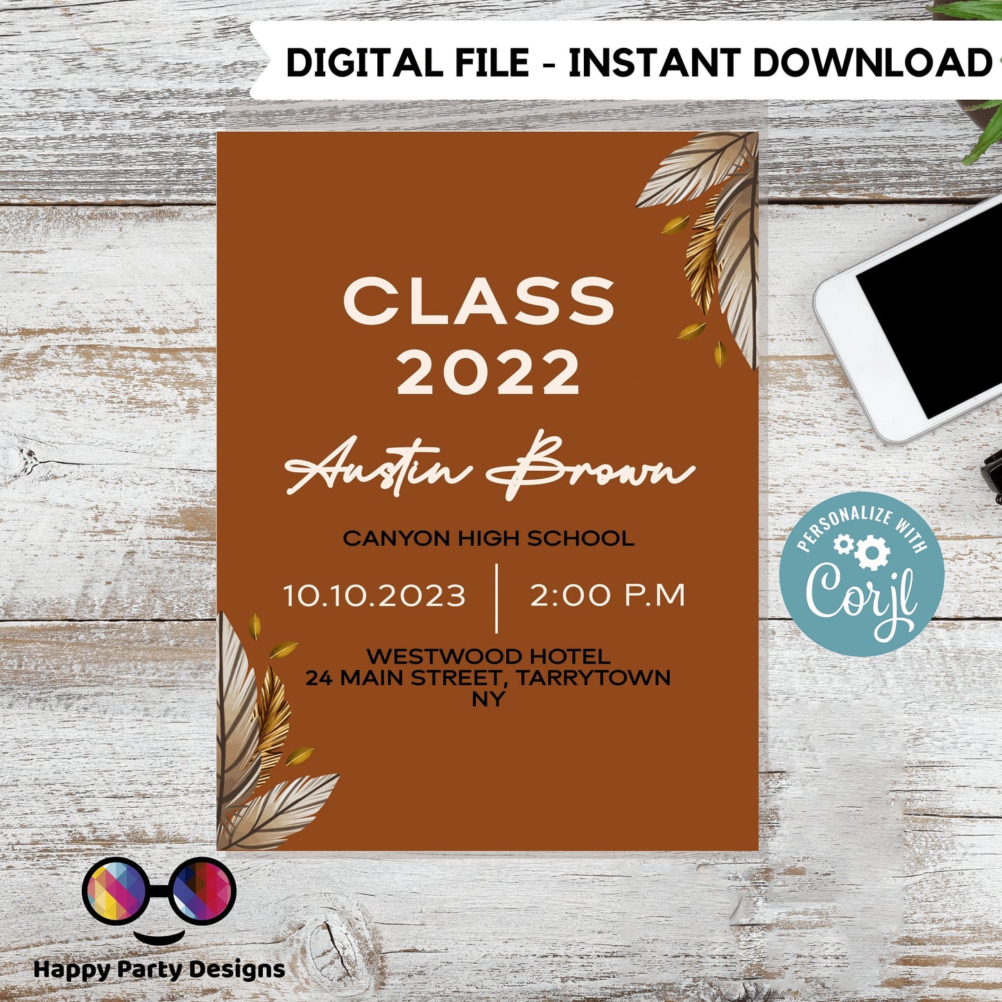 Boho Graduation Invitation editable invitation | Graduation Party Text Invite | graduation boho | Phone Invitation | Grad Party Invites #A5