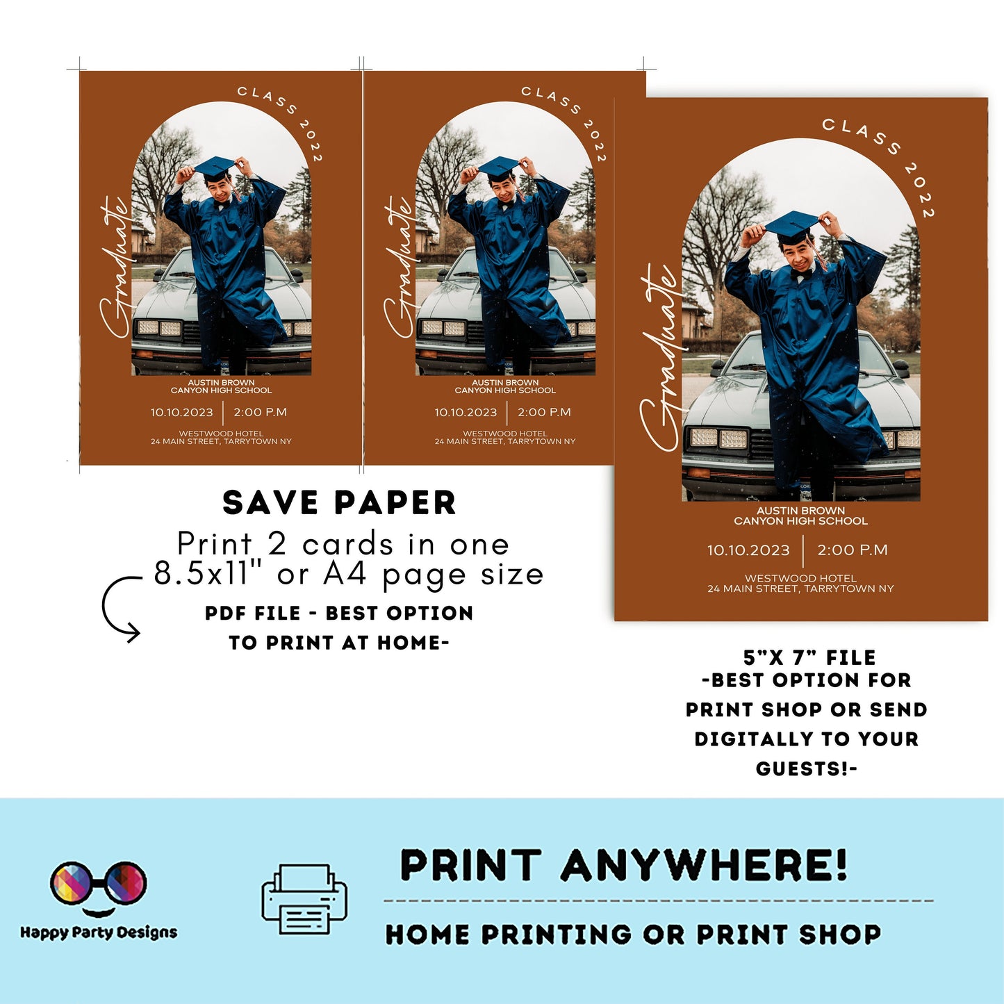 Boho Graduation Invitation editable invitation with picture | Graduation Party Text Invite | graduation boho | Phone Invitation #A5