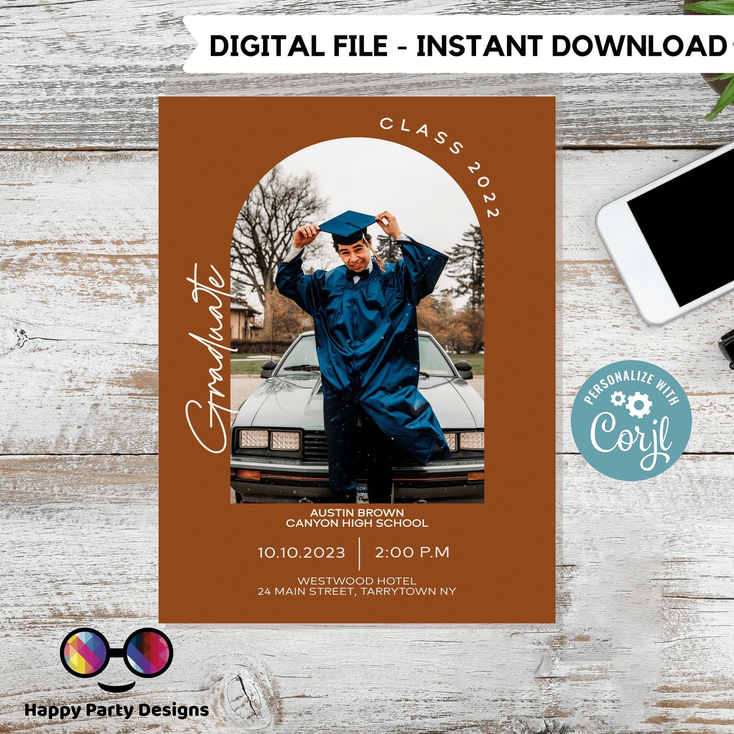 Boho Graduation Invitation editable invitation with picture | Graduation Party Text Invite | graduation boho | Phone Invitation #A5