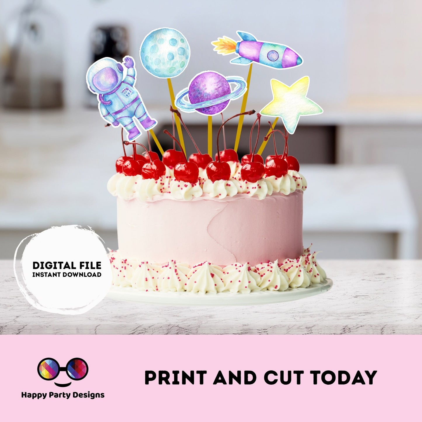 PRINTABLE First Trip Around the Sun Cake Toppers  5 | First Trip Around the Sun Cake Toppers | Outer Space Cake Toppers Centerpieces #K57