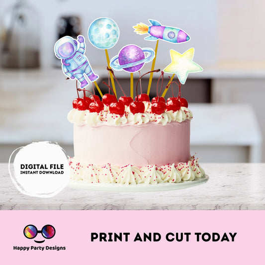 PRINTABLE First Trip Around the Sun Cake Toppers  5 | First Trip Around the Sun Cake Toppers | Outer Space Cake Toppers Centerpieces #K57