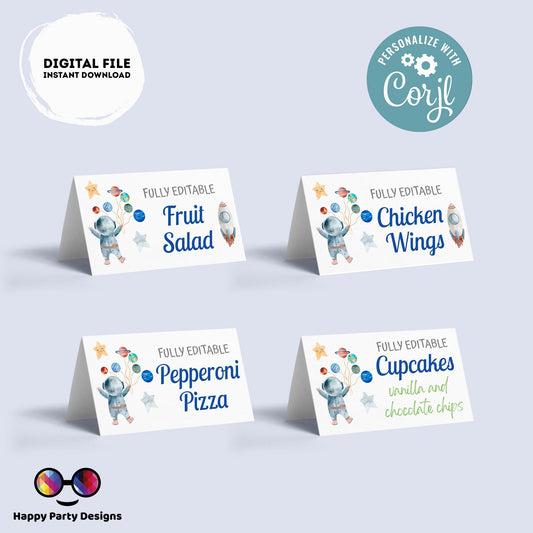 First Trip Around the Sun Birthday food tent | Outer Space Party | buffet labels | Astronaut birthday party | food label editable online #K5