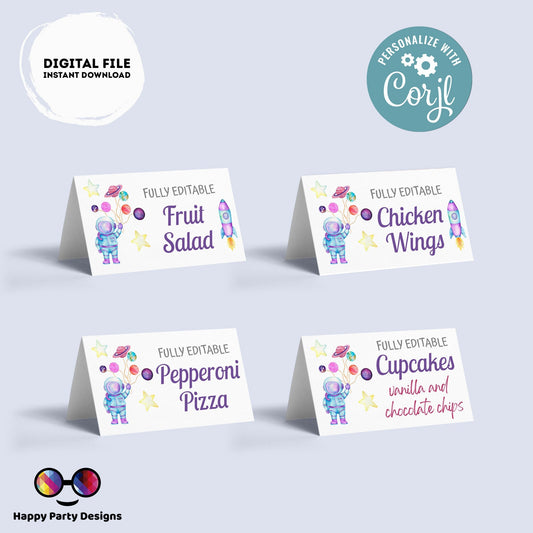 First Trip Around the Sun Birthday food tent | Outer Space Party | buffet labels | Astronaut birthday party |food label editable online #K57