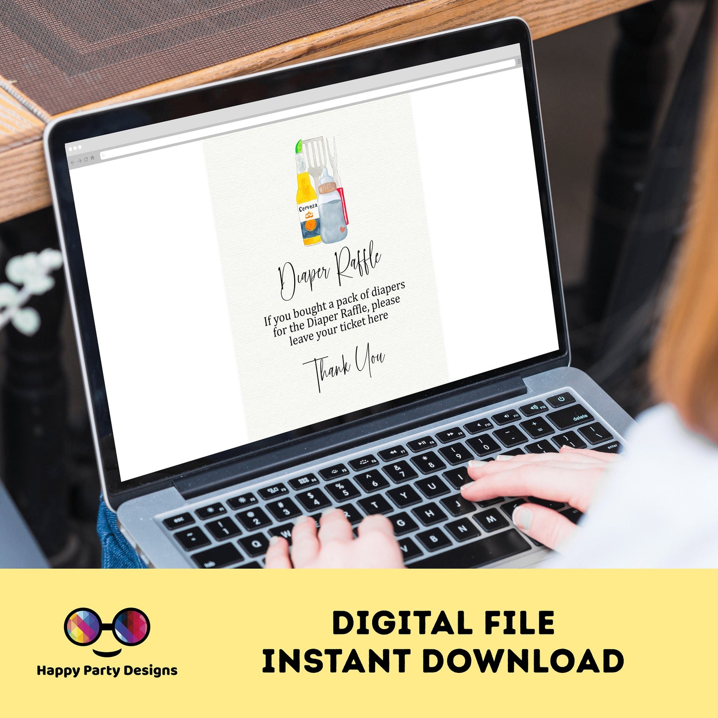 BBQ and bottles baby shower sign | Neutral gender diaper raffle | Instant download | diaper raffle | baby shower Sign | #B25