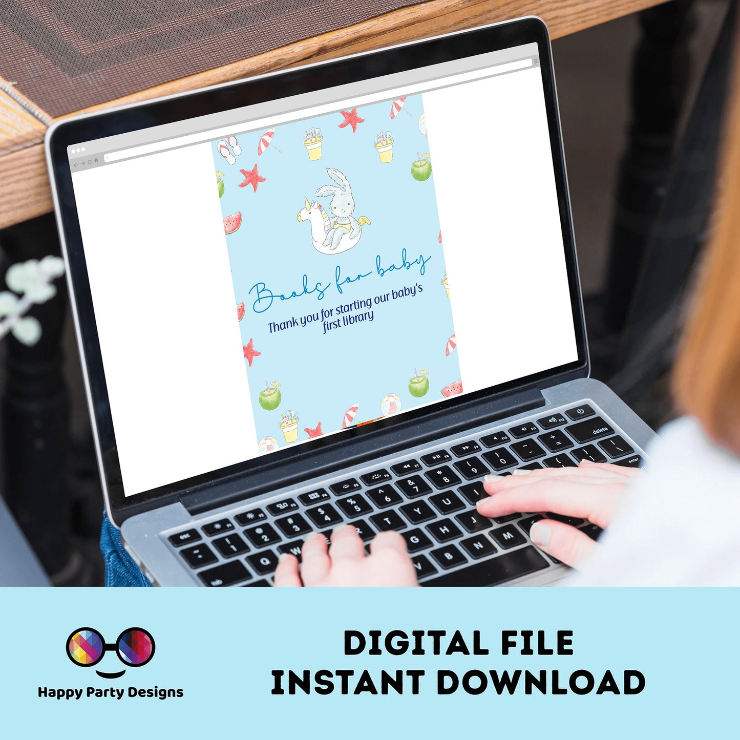 Books for baby Sign | Instant download | book for baby card | book request | baby Boy | baby shower Sign | pool | summer baby shower #B1