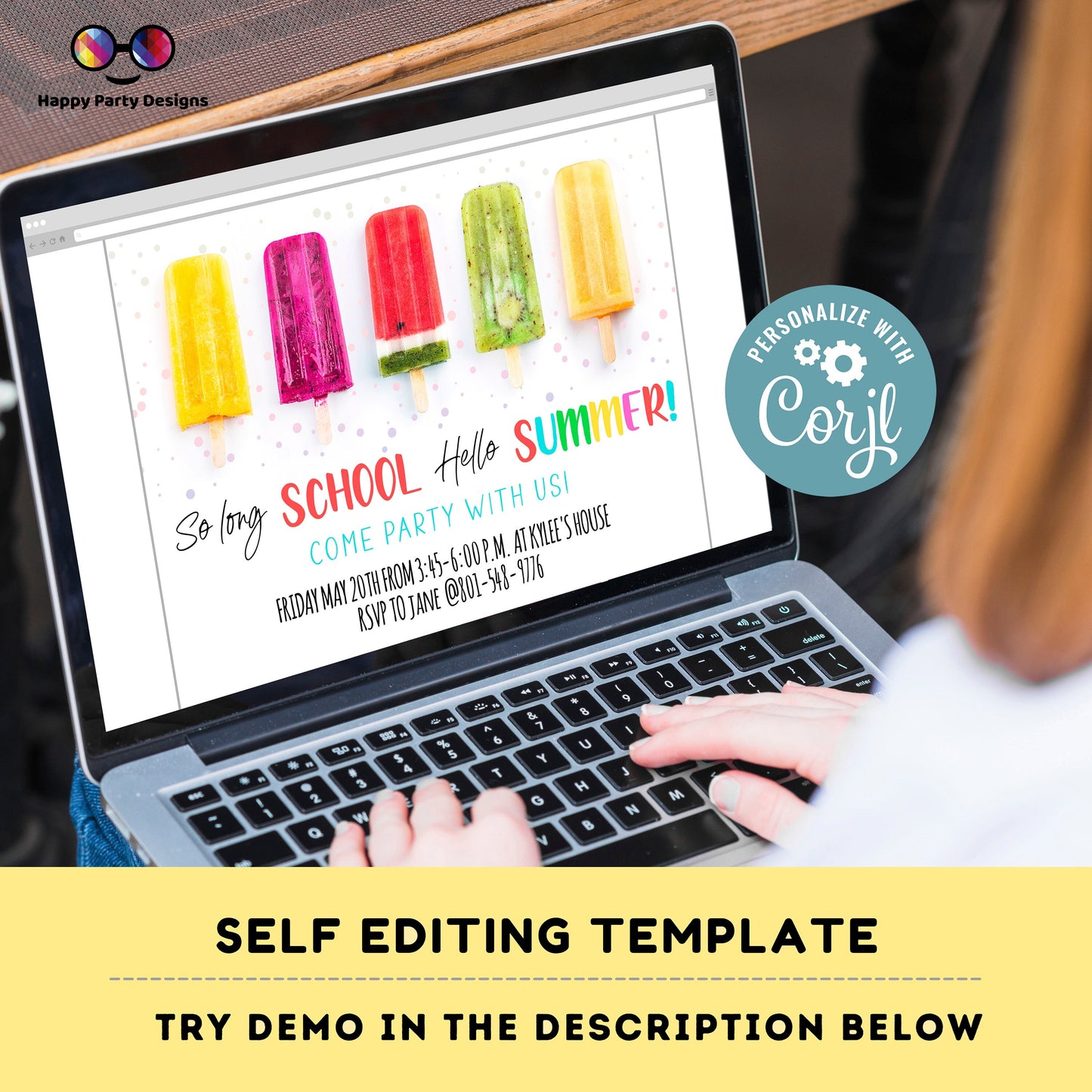 Summer Party Invitation | Popsicle Party Invitation | Last Day of School | Neighborhood Party | Evite Invitation | Birthday Party #K84