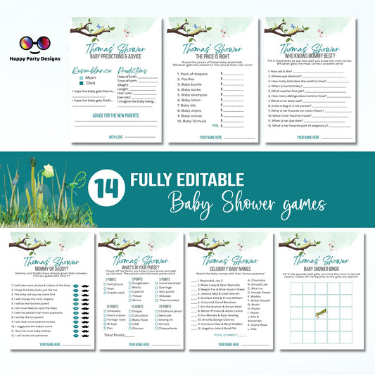 Editable bugs games bundle | bugs baby shower games | Baby boy | insect shower | green baby shower games | butterfly #B27