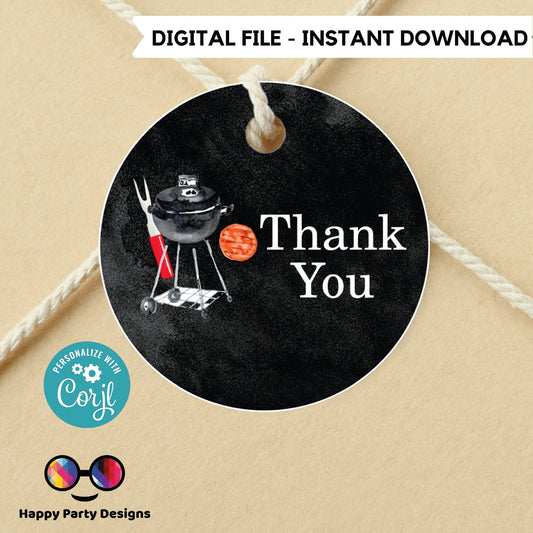 Editable BBQ brew and diapers too baby shower Favor Tags | BBQ shower Thank you tags | Co-ed Baby shower | Template | gift tag #B26