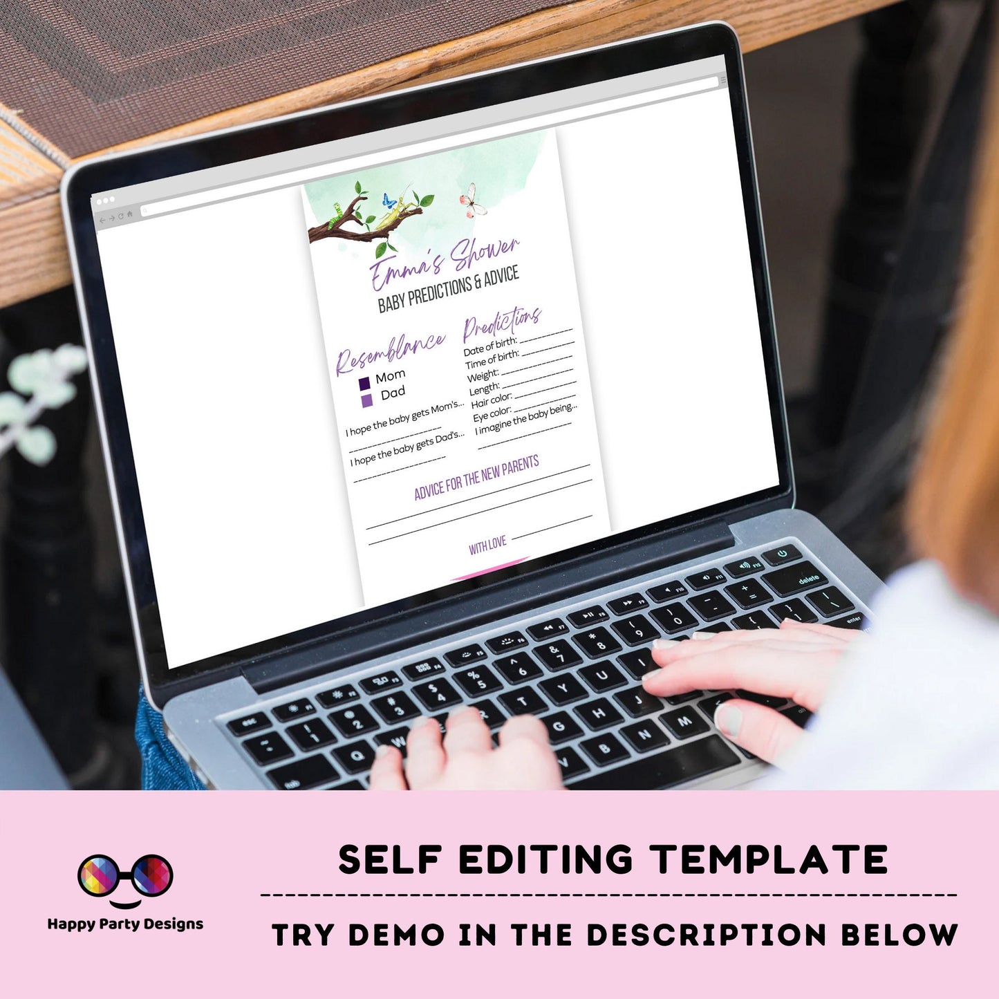 Editable bugs games bundle | bugs baby shower games | Baby girl | insect shower | green baby shower games | butterfly #B27