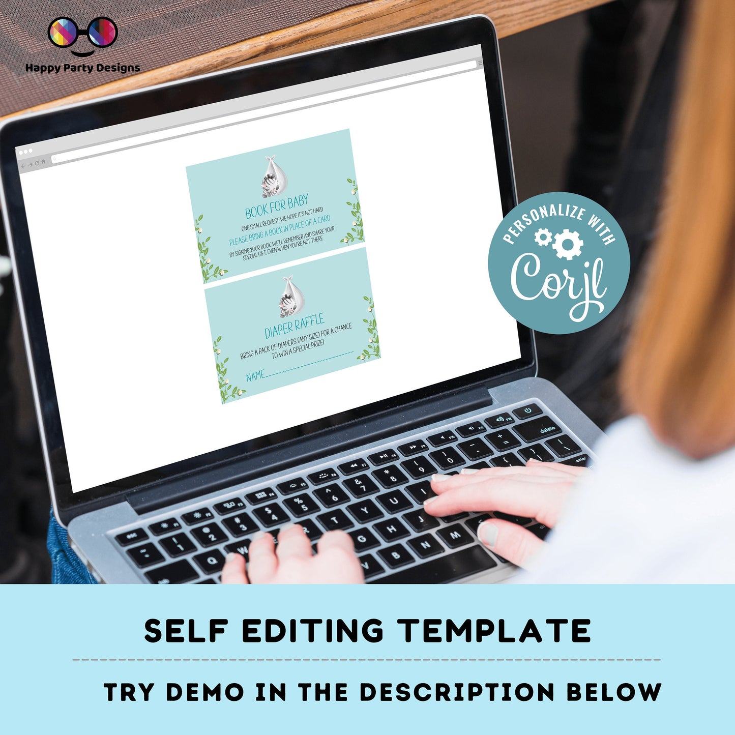 EDITABLE Baby zebra shower invitation bundle | diaper raffle, books for baby, thank you tag, thank you card | safari baby boy | #B23