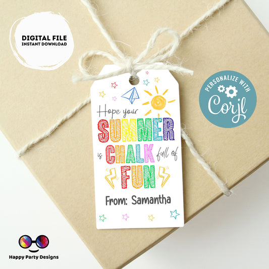 Chalk full of fun Gift Tags | End of year gift tags for students | PTO PTA tags | sidewalk chalk gift tag | #SCH1