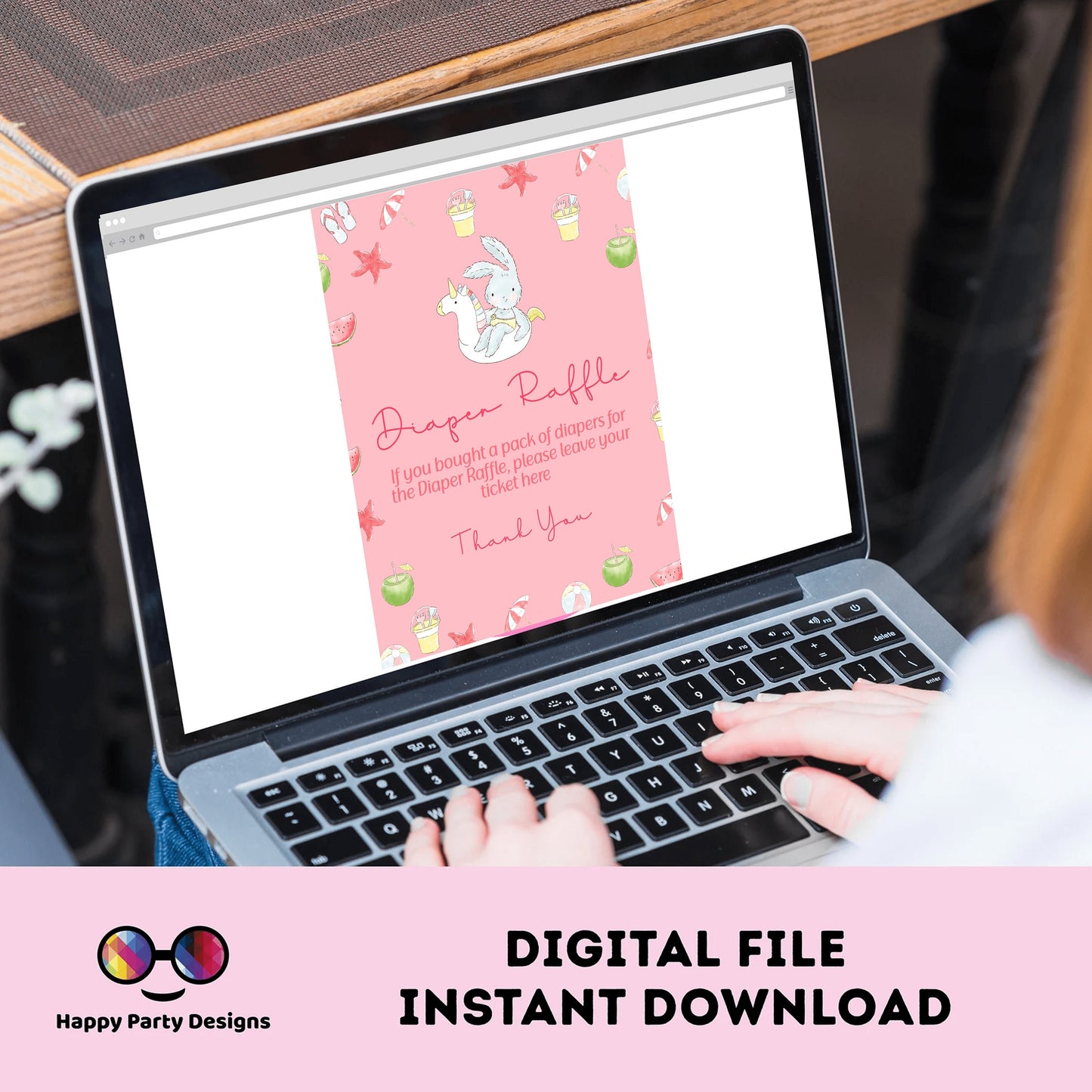 Diaper raffle baby shower Sign | Instant download | diaper raffle card | diaper request | baby girl | baby shower Sign | summer shower #B2