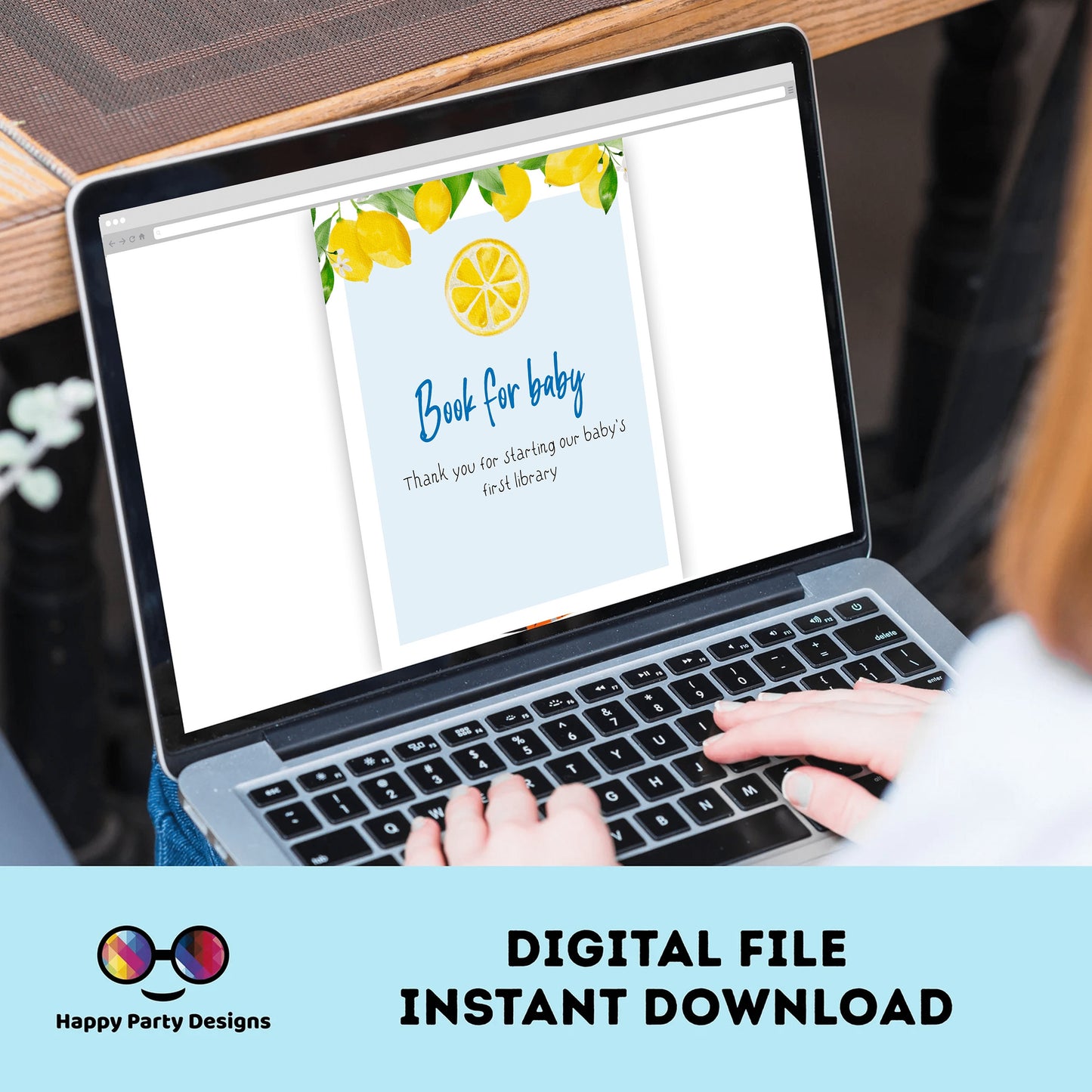 Books for baby Sign | Instant download | book for baby card | book request | baby Boy | baby shower Sign | summer | lemon baby shower #B9