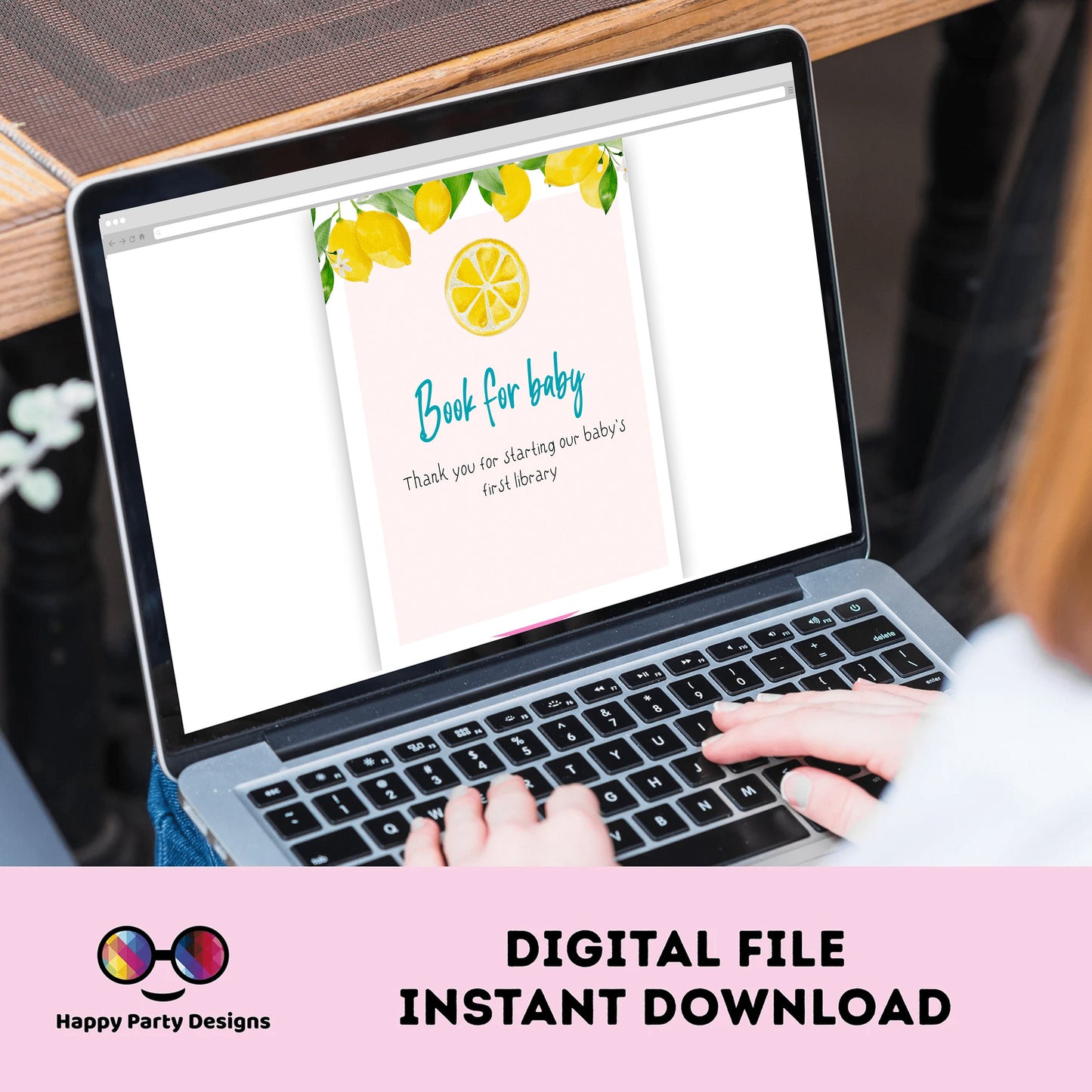 Books for baby Sign | Instant download | book for baby card | book request | baby girl | baby shower Sign | summer | lemon baby shower #B8