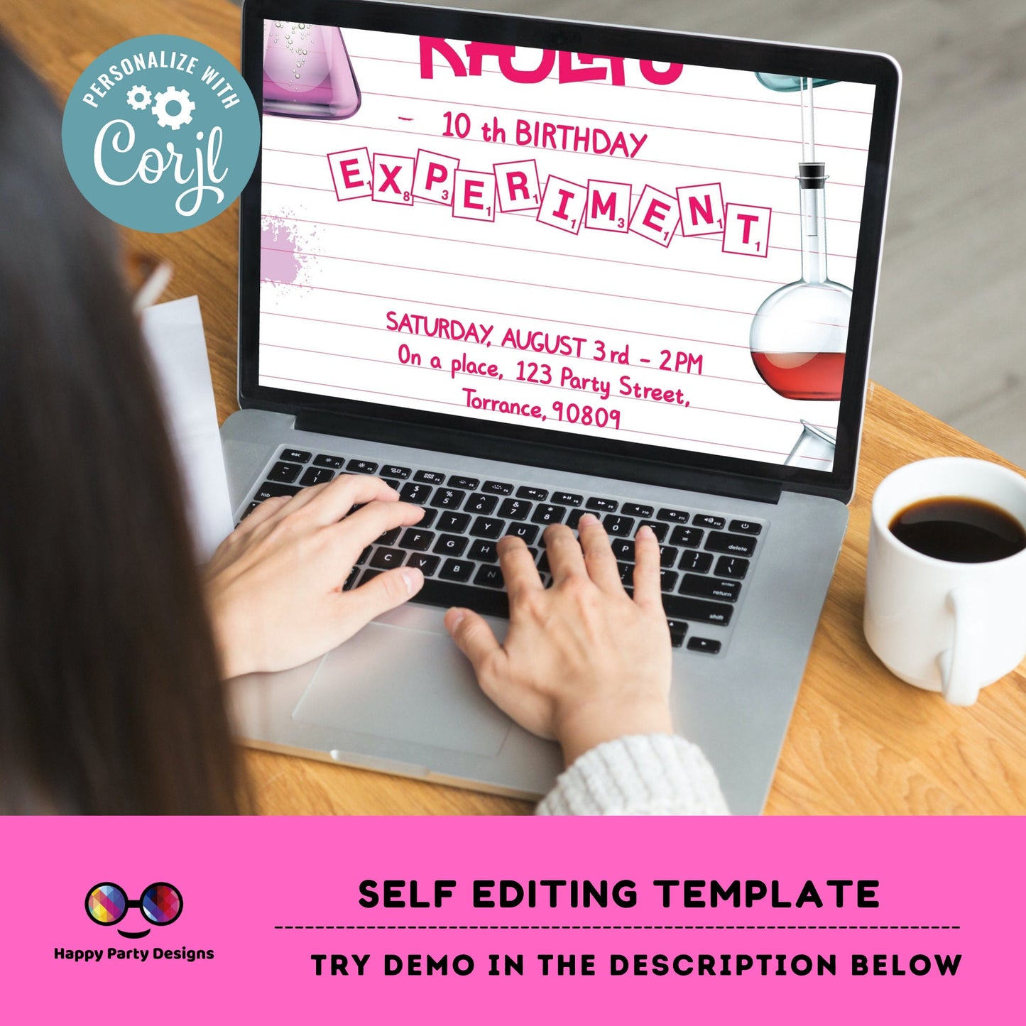 Science Party Invitation | Mad Scientist Invitations | Birthday girl | Invite Editable Science Birthday | girl's Science Birthday #K124