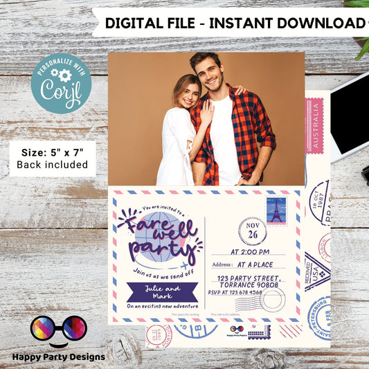 Farewell Party Invitation Template with photo | Going Away Party Invitation | Farewell Party Invite | Moving Party Invite | Bon Voyage #A8
