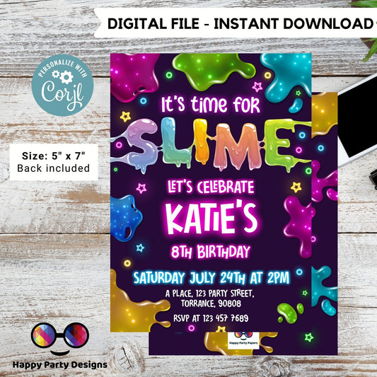 Slime Invitation | Slime Party Invitation | Birthday girl | Slime Birthday Invite | Slime Party Invite | slime Birthday Invitation  #K125