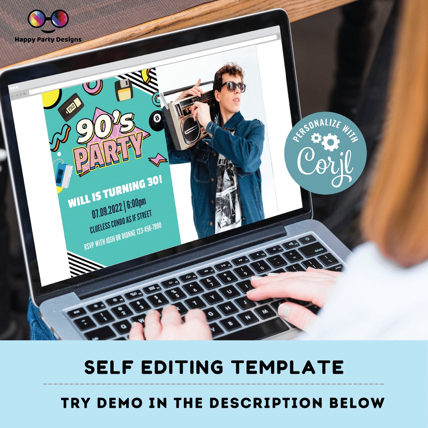 Editable 90s Birthday Invitation with picture | Retro Invitation | 90s invitations | Nostalgia Birthday Invitation | Nostalgia Party #A1