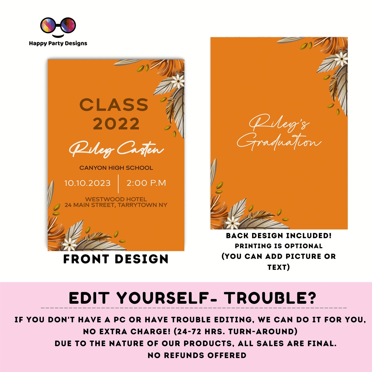 Boho Graduation Invitation editable invitation | Graduation Party Text Invite | graduation hat | Phone Invitation | Grad Party Invites #A4