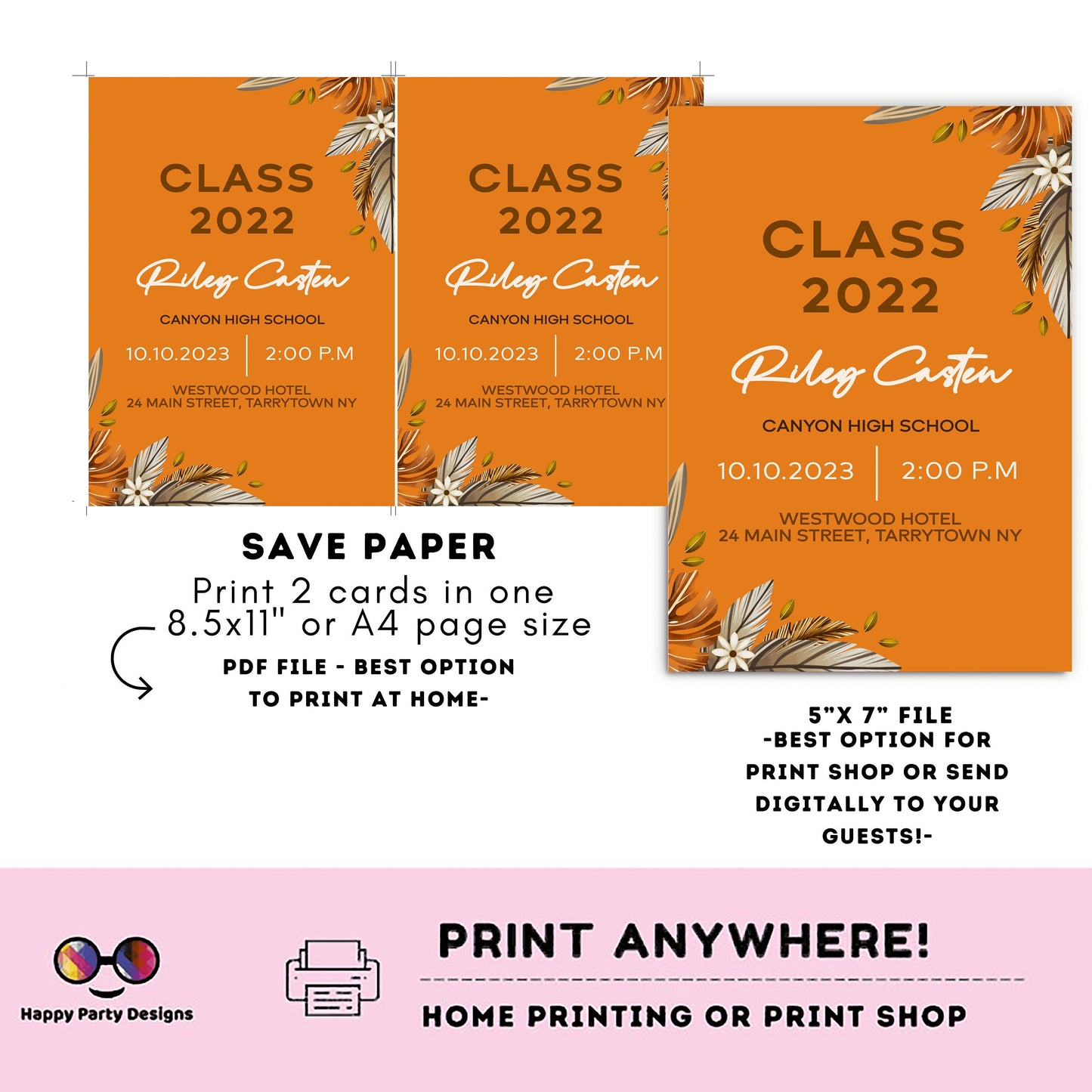 Boho Graduation Invitation editable invitation | Graduation Party Text Invite | graduation hat | Phone Invitation | Grad Party Invites #A4