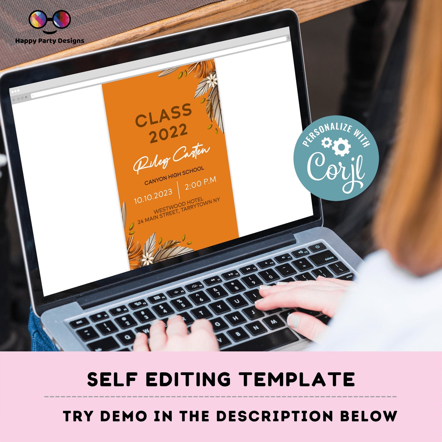 Boho Graduation Invitation editable invitation | Graduation Party Text Invite | graduation hat | Phone Invitation | Grad Party Invites #A4