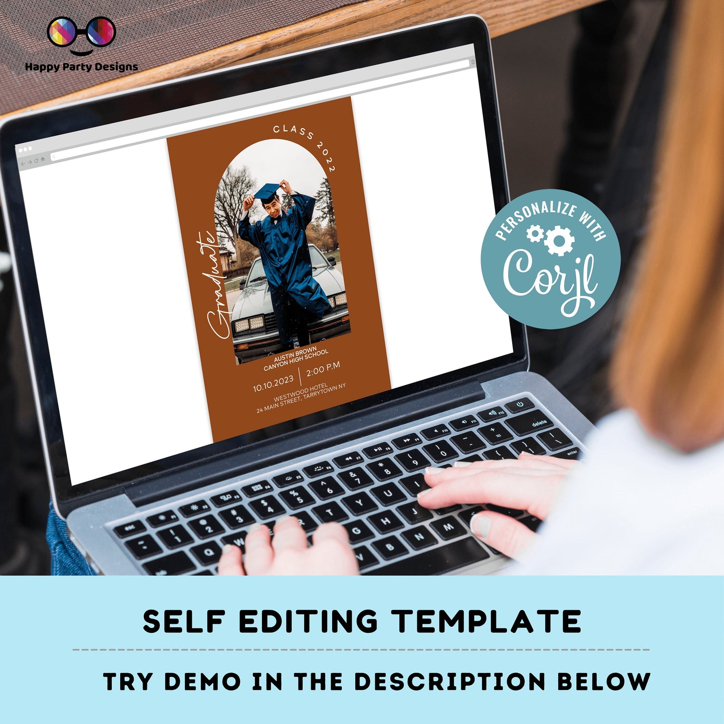 Boho Graduation Invitation editable invitation with picture | Graduation Party Text Invite | graduation boho | Phone Invitation #A5