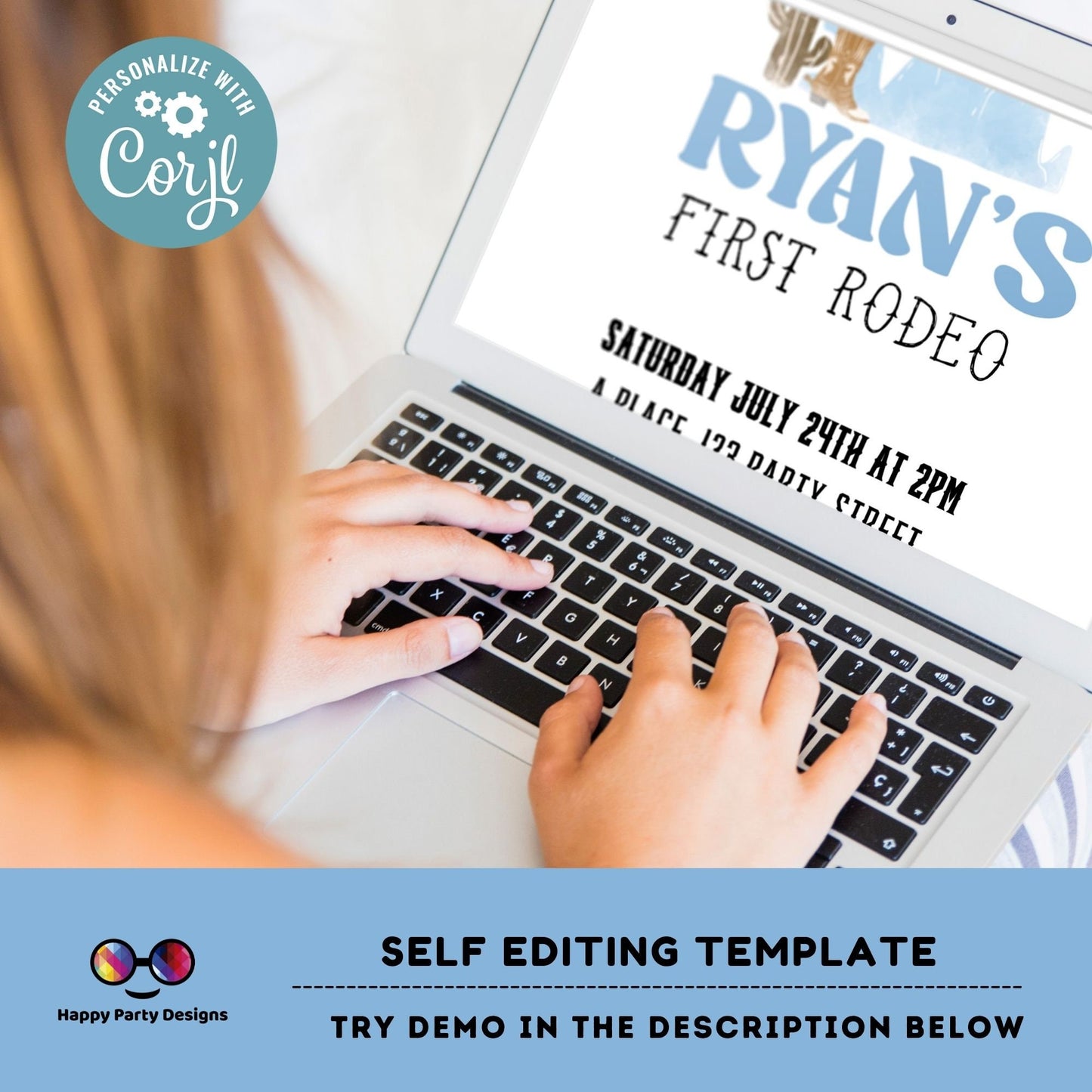 Editable Cowboy Birthday Party Invitation | Wild West Cowboy 1st Rodeo Birthday | Birthday boy | Party Southwestern | Ranch Birthday #K135