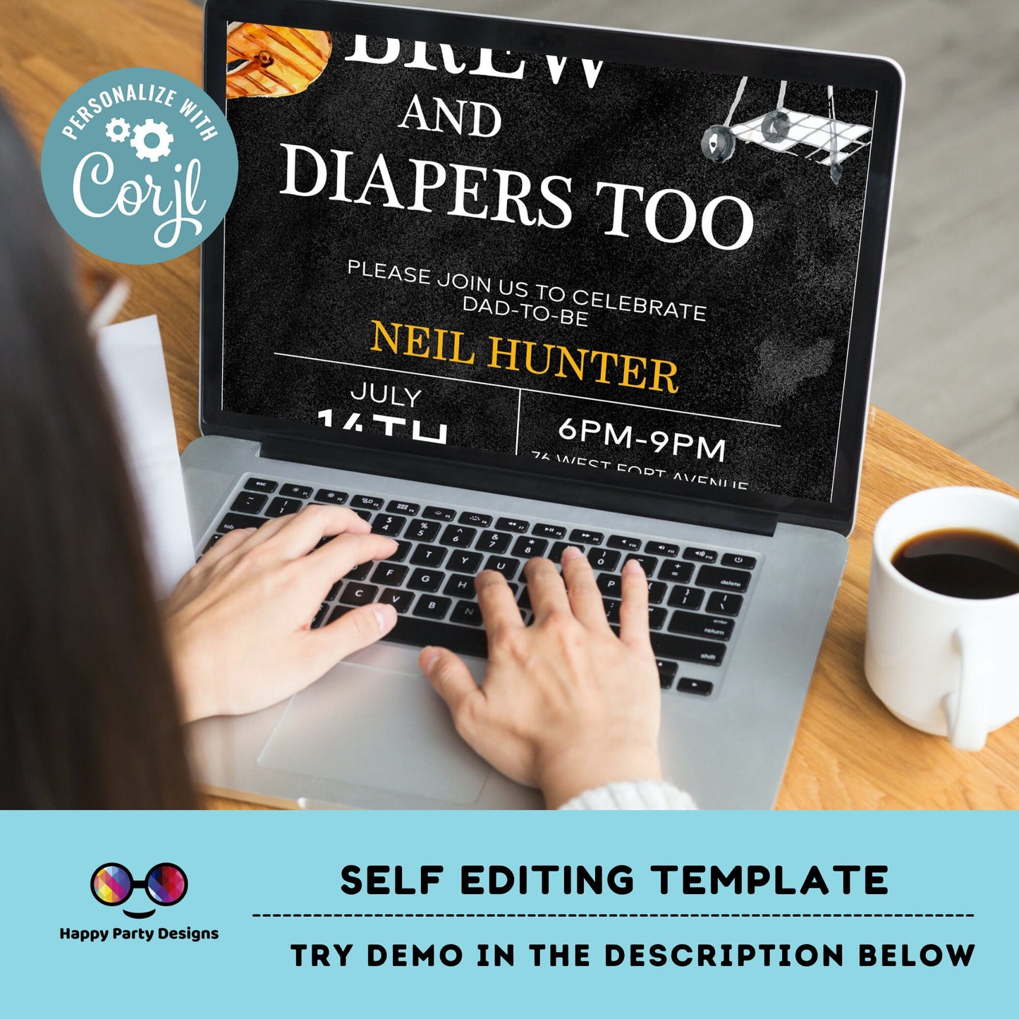 Editable BBQ and Beer Baby Shower Invitation | Chalkboard Printable Baby Sprinkle | Backyard Shower | Gender Neutral | beer | drinks #B26