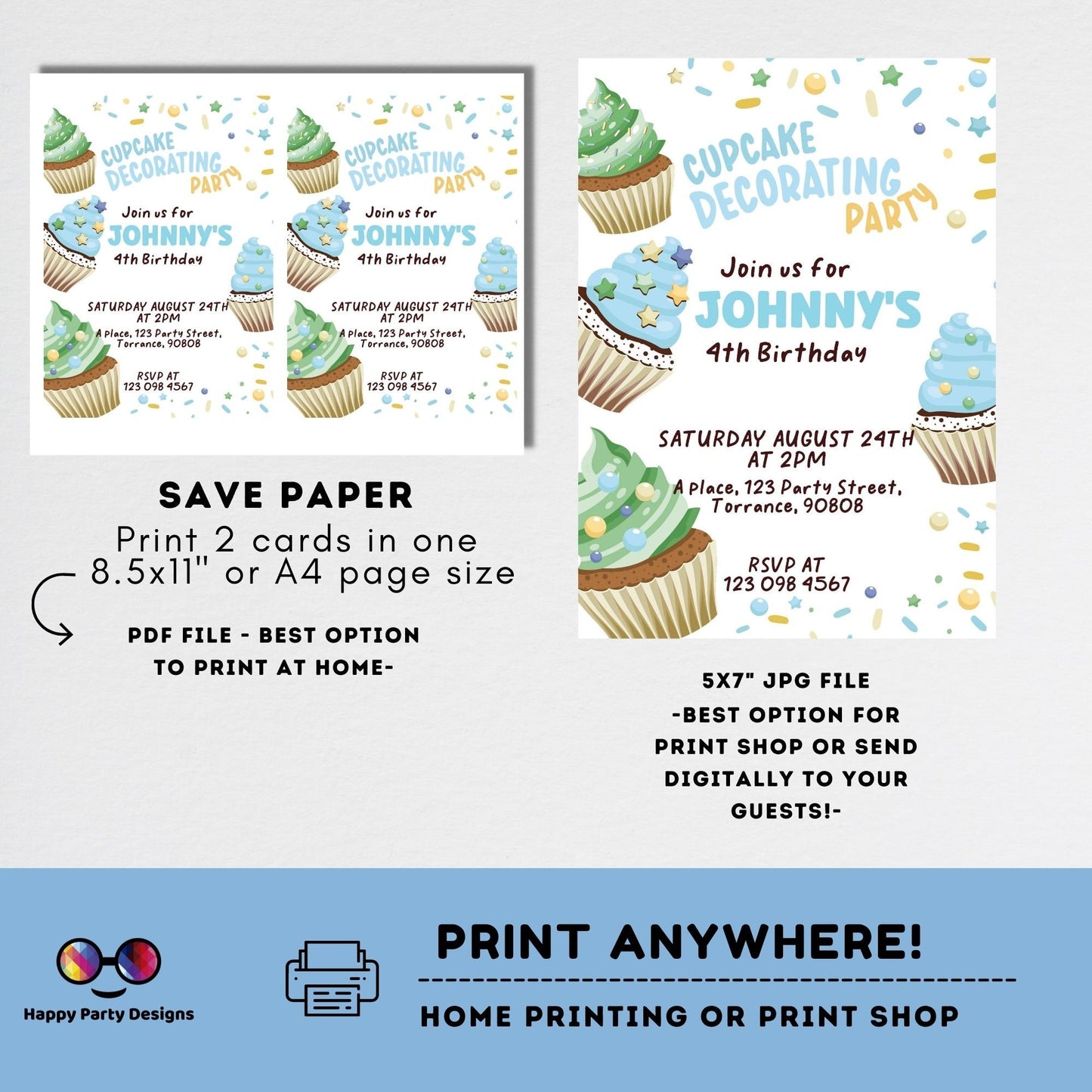 Editable Baking Invitation | Baking Birthday Invitation Printable | Birthday boy | Boy Cooking Party Invite | Cupcake Baking Invite #K138