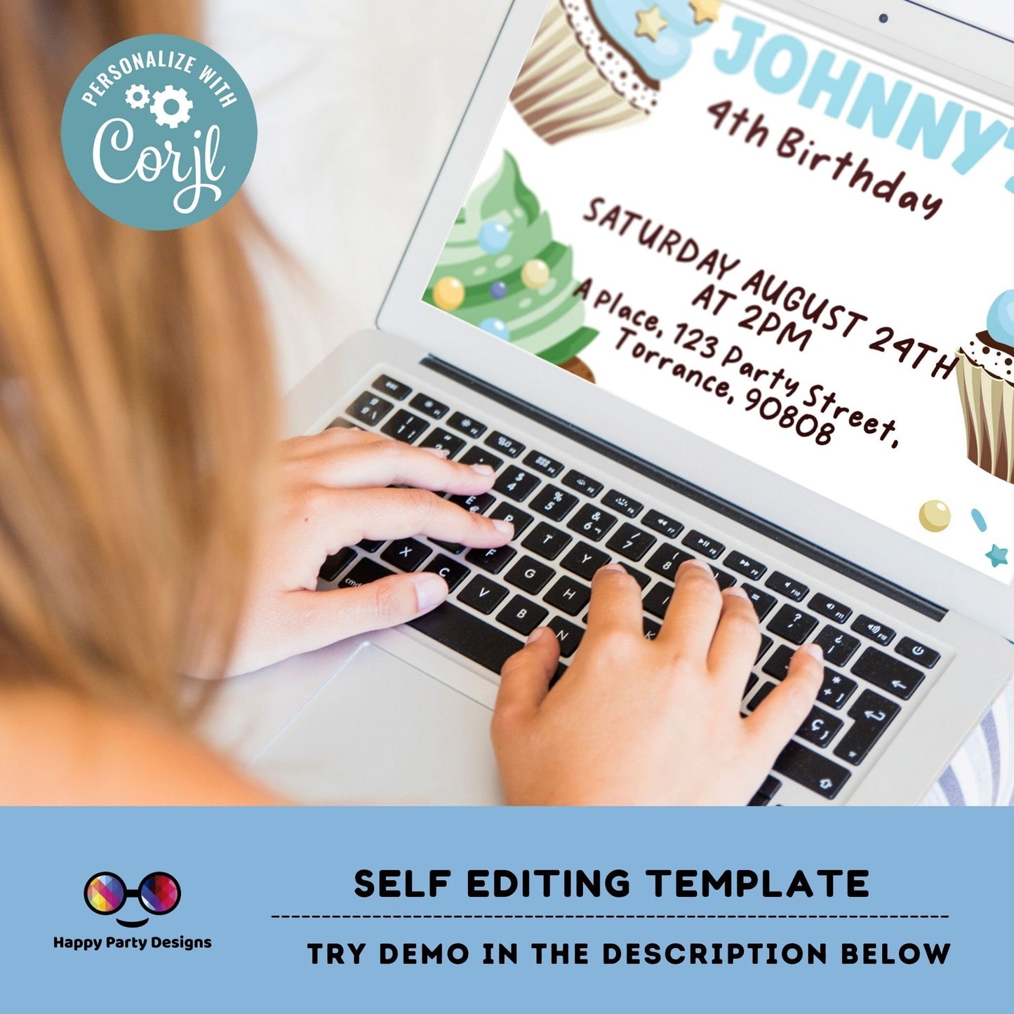 Editable Baking Invitation | Baking Birthday Invitation Printable | Birthday boy | Boy Cooking Party Invite | Cupcake Baking Invite #K138