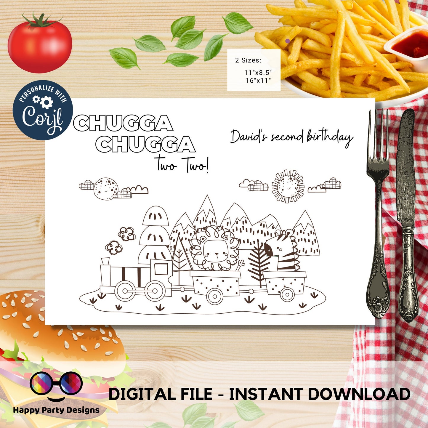 Editable Train Printable Activity And Coloring Pages | Any age | Placemat coloring page | Chugga chugga two | Steam Engine #K128