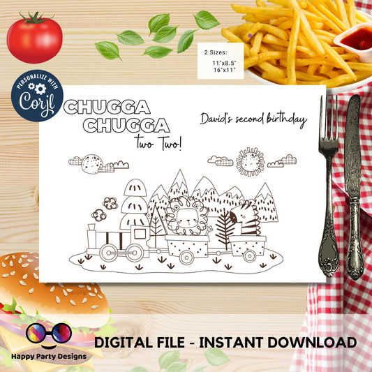 Editable Train Printable Activity And Coloring Pages | Any age | Placemat coloring page | Chugga chugga two | Steam Engine #K128