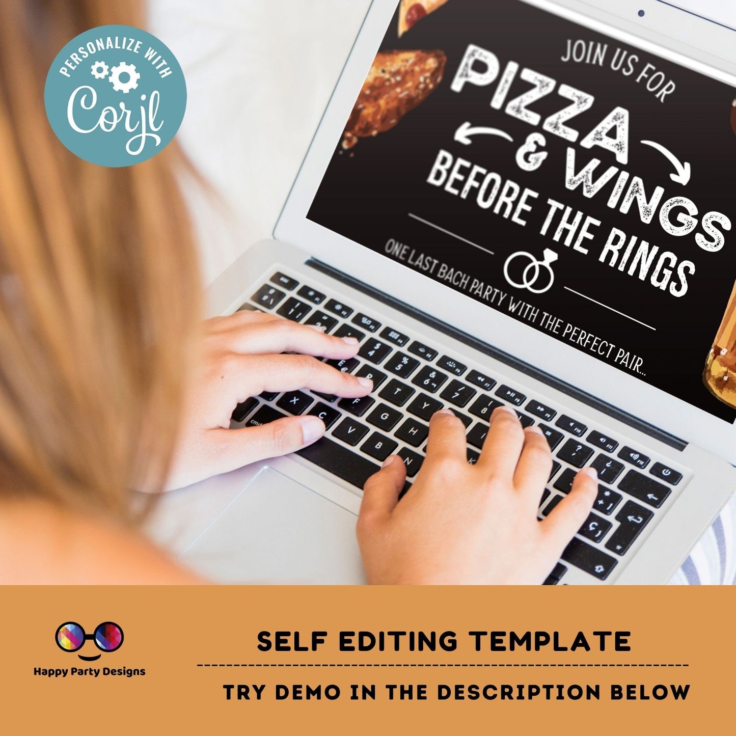 Pizza and wings before the ring Invitation | Pizza Rehearsal Dinner Invitation | Co-ed party | Pizza Couples Shower Invitation | beer #W4